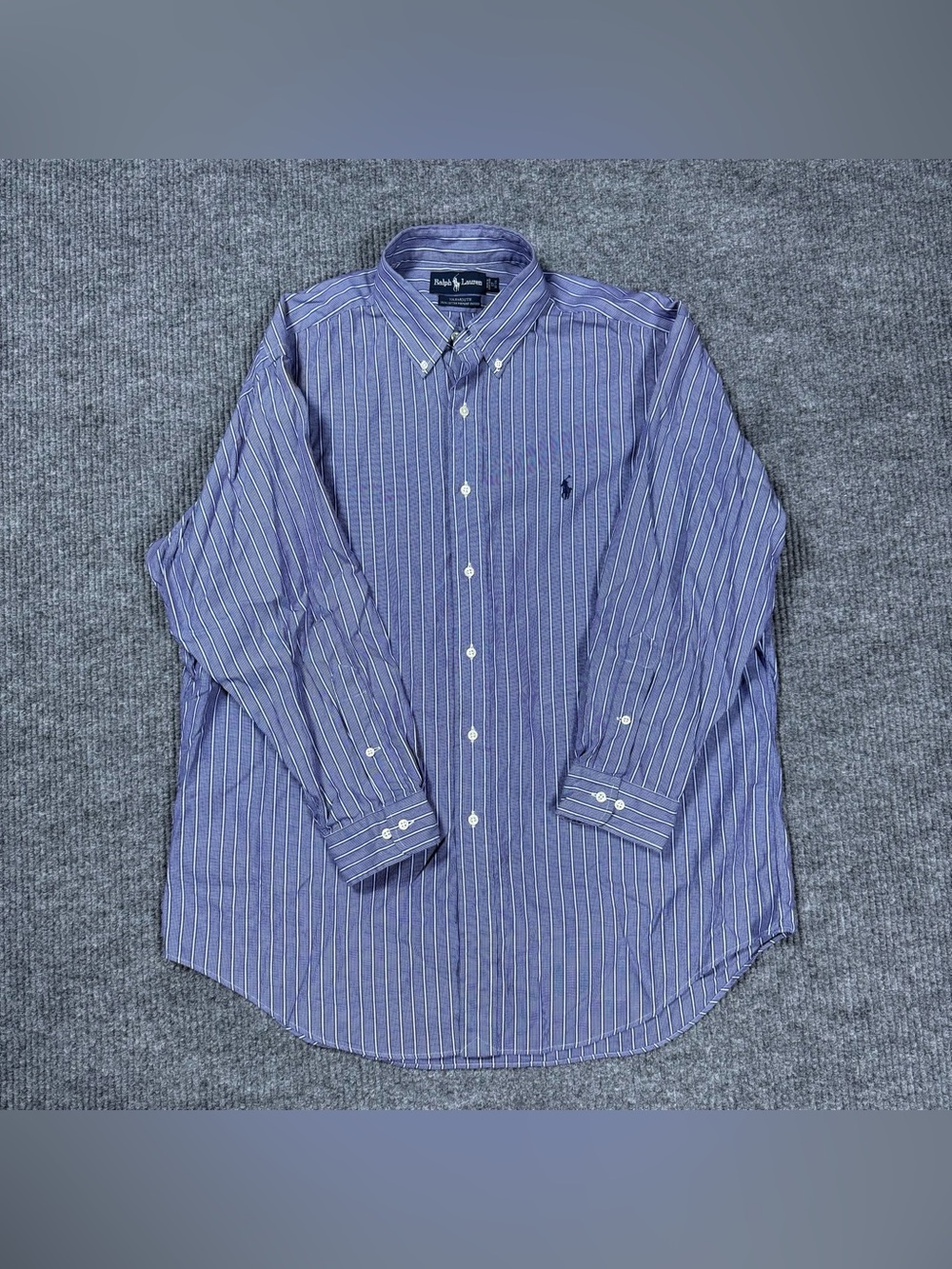 Ralph Lauren Polo Yarmouth Mens White Blue Striped Oxford Dress Shirt 17-32/33